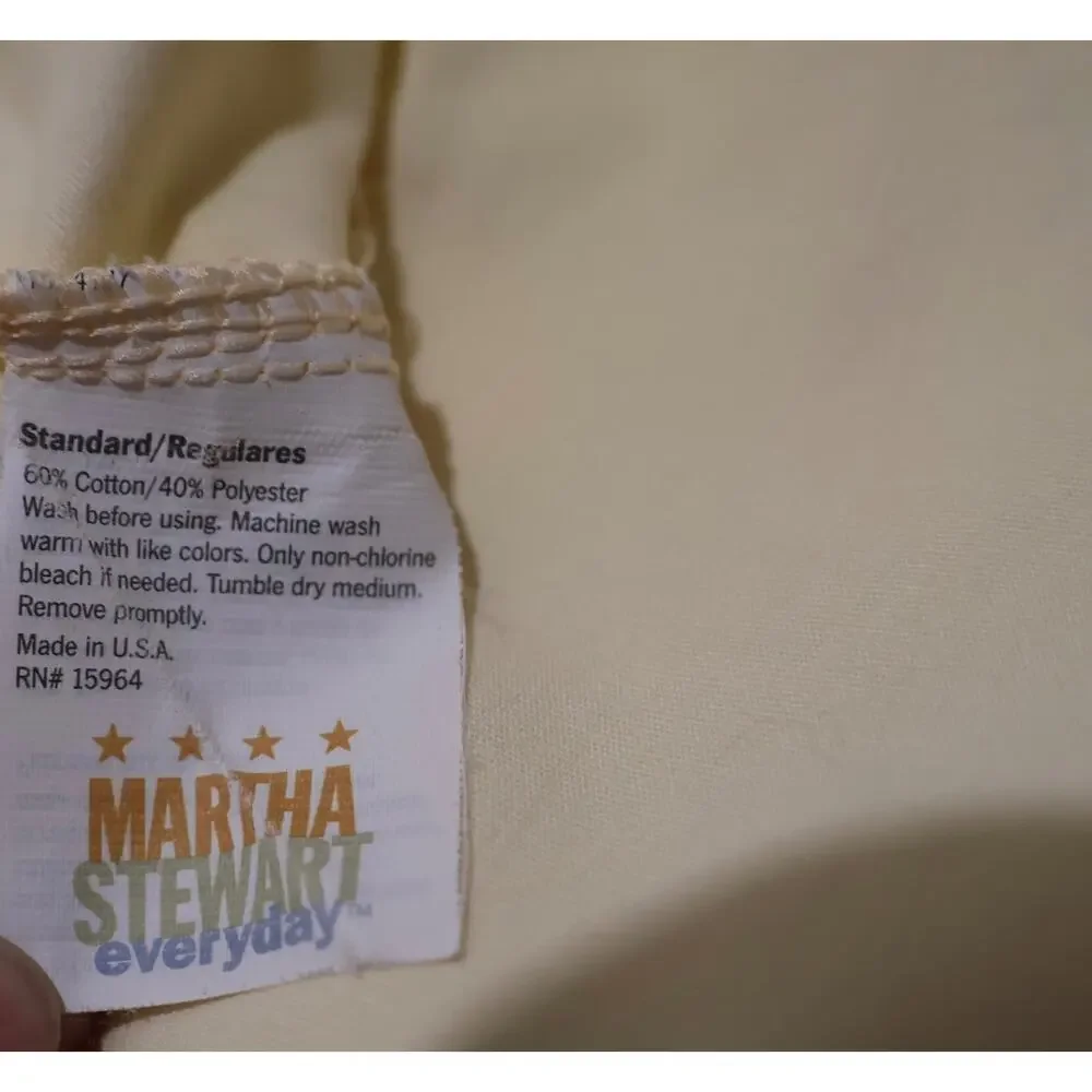 Martha Stewart everyday Pillowcase Standard Cotton Blend Yellow USA